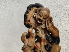 Pair of antique chinese soapstone figures Thumbnail 2