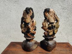 Pair of antique chinese soapstone figures Thumbnail 3
