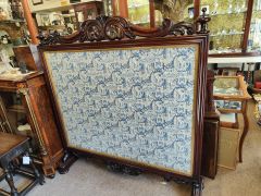 Large victorian mahogany fire screen Thumbnail 2