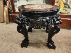 Chinese cherrywood plantstand with marble top Thumbnail 1