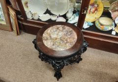 Chinese cherrywood plantstand with marble top Thumbnail 3