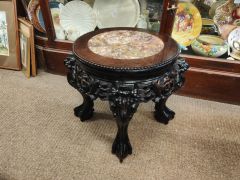 Chinese cherrywood plantstand with marble top Thumbnail 6