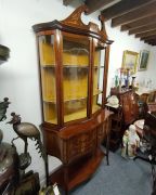 Edwardian mahogany two door inlaid display cabinet Thumbnail 2