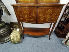 Edwardian mahogany two door inlaid display cabinet Thumbnail 3