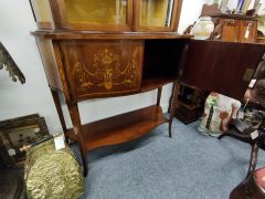 Edwardian mahogany two door inlaid display cabinet Thumbnail 4