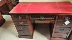 Mahogany leather top desk Thumbnail 3