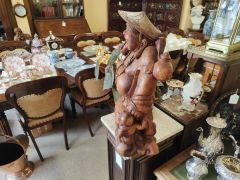 Large carved wooden chinese figure / buddha Thumbnail 3