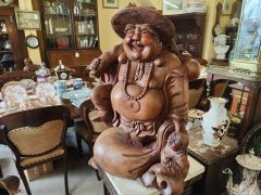 Large carved wooden chinese figure / buddha Thumbnail 6