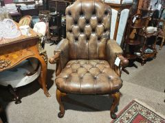 Walnut & leather armchair Thumbnail 1
