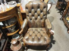 Walnut & leather armchair Thumbnail 3