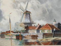 Framed dutch watercolour , signed Thumbnail 2