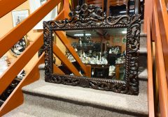 19th century carved walnut mirror  Thumbnail 2