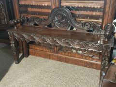 Victorian carved oak bench  Thumbnail 2