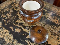 Wooden tea caddy with porcelain liner Thumbnail 2
