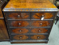 Victorian burr walnut chest of drawers Thumbnail 2