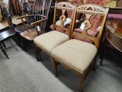 Pair of victorian oak armchairs Thumbnail 2