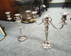 Pair of silver plated candelabra Thumbnail 1