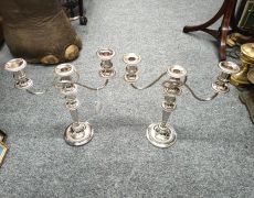 Pair of silver plated candelabra Thumbnail 3