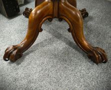 Victorian marble top mahogany games table with carved ball & claw feet Thumbnail 3