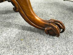 Victorian marble top mahogany games table with carved ball & claw feet Thumbnail 4