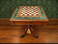 Victorian marble top mahogany games table with carved ball & claw feet Thumbnail 6