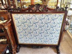 Large victorian mahogany fire screen Thumbnail 1