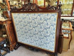 Large victorian mahogany fire screen Thumbnail 2