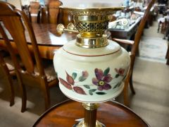 Victorian oil lamp with ruby shade Thumbnail 2