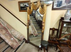 Large standing wooden & gilt mirror Thumbnail 3