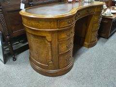 Walnut leather top desk Thumbnail 3