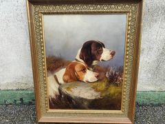 Gilt frame oil on canvas , signed Thumbnail 1