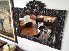 19th century carved walnut mirror  Thumbnail 2
