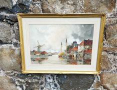 Gilt framed watercolour signed L. van Straaten  Thumbnail 1