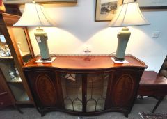 Mahogany inlaid cabinet with brass gallery Thumbnail 1
