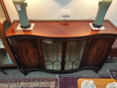 Mahogany inlaid cabinet with brass gallery Thumbnail 3
