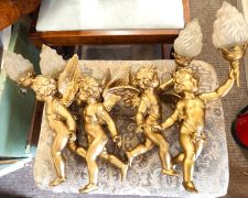 Set of gilt cherub lamps  Thumbnail 1