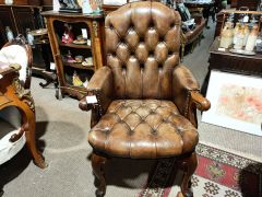 Walnut & leather armchair Thumbnail 1