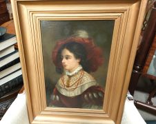 19th century gilt framed oil on canvas painting Thumbnail 1