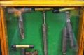 Oak glass cased collection of antique chesse scoops Thumbnail 3