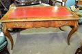 Fine19th century burr walnut writing table with leather top and inlay . Thumbnail 2