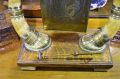 Oak and horn mounted  brass gong Thumbnail 3