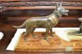 Art deco bronze & marble dog group Thumbnail 2