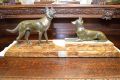 Art deco bronze & marble dog group Thumbnail 4
